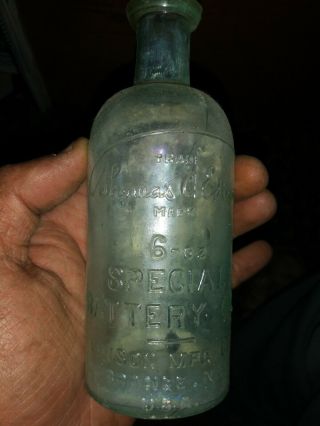 Antique Vintage Thomas A Edison Glass Battery Oil Bottle Orange Nj 6 Oz