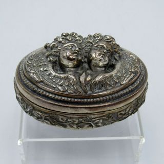 Vintage Henryk Winograd Sterling Silver High Relief Repousse Box W/ Cherubs,  Nr
