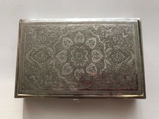Persian Iran Solid Silver Cig Case 270 Gr Signed By Silversmith