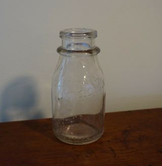 Vintage Embossed Bordens Milk Bottle Half Pint