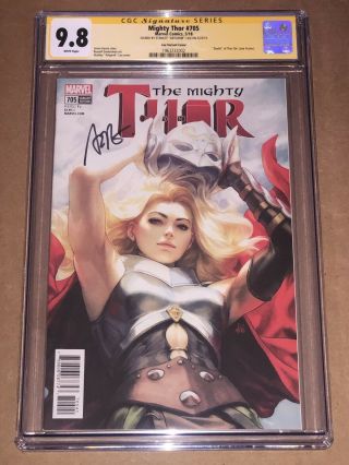 The Mighty Thor 705 Signed By Stanley " Artgerm " Lau Cgc 9.  8 Death Of Jane Foster