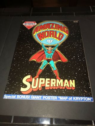 1973 World Of Superman With Giant Poster Map Of Krypton