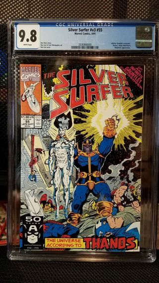 Silver Surfer 55 Cgc 9.  8 White Pages Infinity Gauntlet X - Over (1991,  Marvel)