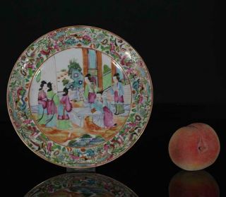 A Antique Chinese Porcelain Famille Rose Canton Plate 19th Century