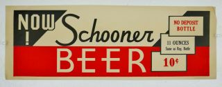Vtg 1930s Art Deco Schooner Beer Bar Pub Advertising 10 Cent Poster