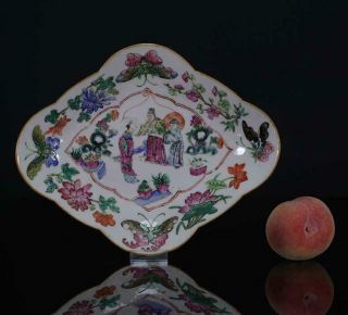 A Antique Chinese Porcelain Famille Rose Altar Offering Dish 1900