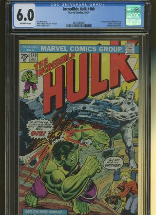 Incredible Hulk 180 Cgc 6.  0 | Marvel 1974 | 1st Wolverine (cameo).  Wendigo App.