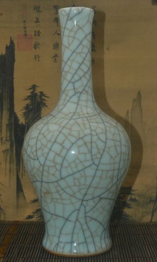 A74 Marvelous Chinese Porcelain Guan Kiln Vase Glaze Cracked Bottle