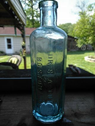 Dr.  S.  A.  Tuttle Boston Green Bottle,  Aqua,  12 Sided,  Glass Bottle.