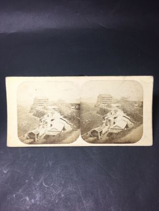 1858 China Stereoview PIERRE ROSSIER Albumen Photo Canton Five Storied Pagoda 2