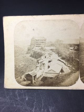 1858 China Stereoview PIERRE ROSSIER Albumen Photo Canton Five Storied Pagoda 4