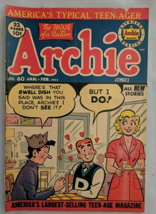 Archie No.  60 Golden Age Comic Book 1953 Gga 60 Jughead Suzie