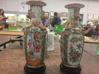 Fine Chinese Pair Famille Rose Porcelain Vases