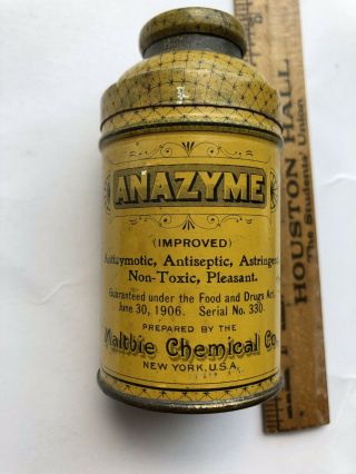 Vintage Anazyme Antiseptic Powder Medicine Tin