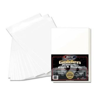 Pack Of 50 Bcw Premade Golden Age Comic Book Archival Poly Bags,  Backer Boards