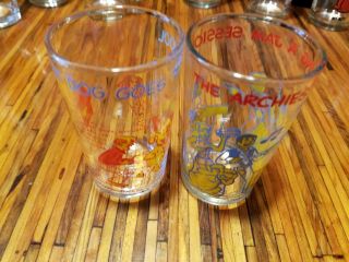 Vintage Welchs Archie Jughead 1971 Glass Hot Dog Goes To School & Jam Session