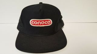 Conoco Oil Pipeline Co Baseball Cap Hat Vintage 70s 80s 90sne Black Cloth Euc