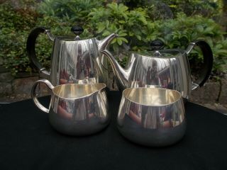 David Mellor Walker & Hall Silver Plated Pride 4 Piece Teaset 1950s 60s In Good