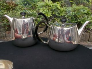 DAVID MELLOR WALKER & HALL SILVER PLATED PRIDE 4 PIECE TEASET 1950S 60S IN GOOD 2