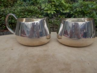 DAVID MELLOR WALKER & HALL SILVER PLATED PRIDE 4 PIECE TEASET 1950S 60S IN GOOD 8