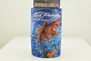 Authentic Ed Hardy By Christian Audigier Koi Fish Can Cooler Neoprene Koozie