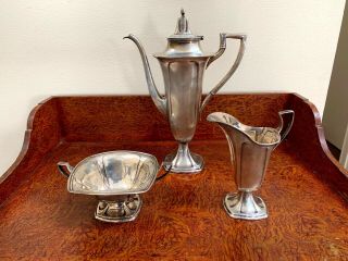 R Wallace & Sons Vintage 3 - Pc.  Sterling Silver Tea Set