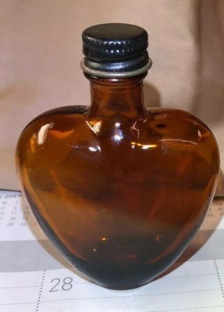 Paul Masson Mini Rare Tawny Port Heart Shaped Bottle Brown Glass 3 - 1/2”