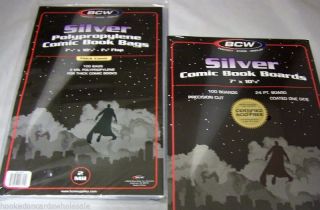 300 Each Bcw 7 1/4 " Silver Age Comic Storage Bags & 7 " Backing Boards
