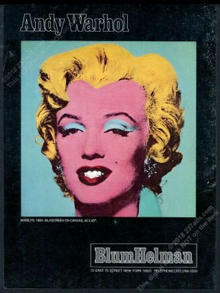 1976 Marilyn Monroe By Andy Warhol Nyc Gallery Vintage Print Ad