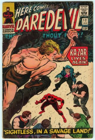 Daredevil 12 Marvel Comics 1966 Romita Kirby Ka - Zar Zabu 1st Plunderer 5.  5 Fn -
