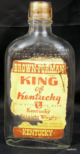Vintage Brown - Foreman Co.  Louisville,  Ky Sour Mash Whisky Half Pint Bottle