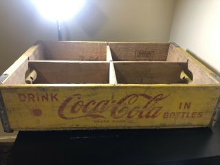 Vintage Yellow Wooden Coca Cola Coke Bottle Crate Carrier Box Chattanooga 1967