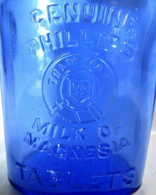 Phillips Milk of Magnesia Tables Cobalt Blue Bottle - Steel Cap 2