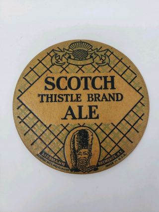 Scotch Thistle Ale Beer Liebmann Brew Ny 1930’s 4 Inch Absorbo Coaster Co.