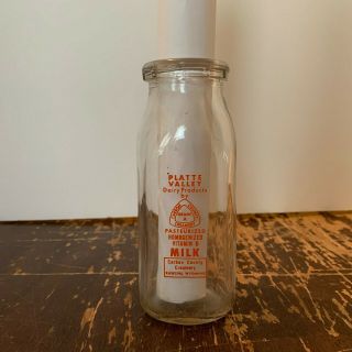 Vintage Platte Valley Dairy Products Half Pint Glass Milk Bottle Wyoming