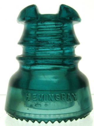 Cd 213 Aqua Hemingray No.  43 Antique Glass Telegraph Insulator Cable Top