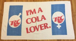 Vintage Rc Cola ‘i’m A Cola Lover’ Beach Towel 70s 57” X 32”