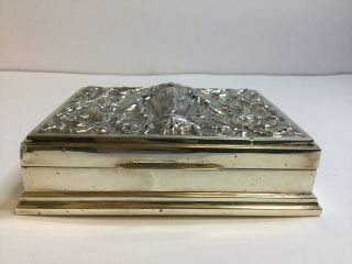 Vintage Indian Sterling Silver Cigarette / Small Cigar Box - Embossed Elephants 5