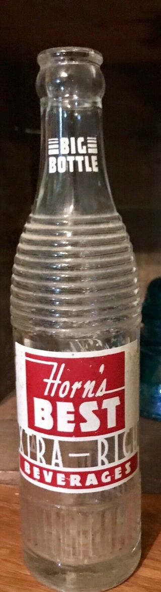 Horn’s Best Beverages Acl Soda Bottle,  (1950) Seven - Up Bottling