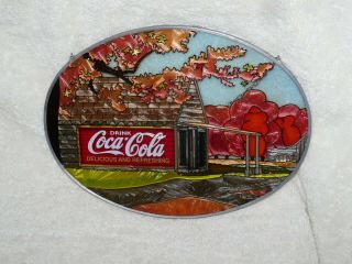 Coca - Cola Coke Brand Sun Catcher Hand Painted Glass 1997 2