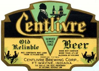 Centlivre Brewing Beer Label T Shirt Ft Wayne Indianna Small - Xxxlarge (f)