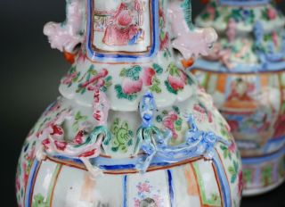 PAIR Antique Chinese Porcelain Famille Rose Chilong Dragon Vase 19th C QING 10