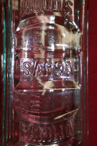 Vintage Hood ' s Sarsaparilla Apothecaries Bottle - Lowell,  Mass.  - Cond. 2