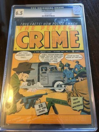 Perfect Crime 1 Cgc 6.  5 Ow 1949 Precode 2nd Highest Graded Of 4 Gangsters Guns