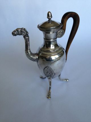 Unusual Antique Silver Plate Tea Pot With A Camel Head Spout And Hoofed Feet