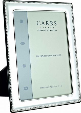 Carrs - Sterling Silver Photo Frame Bead Design Velvet Back - 8 " X 6 "