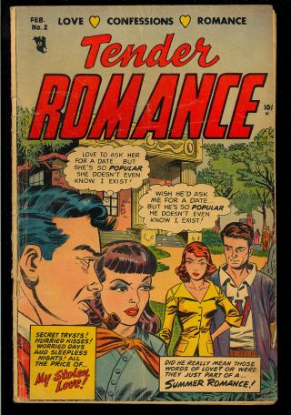 Tender Romance 2 Golden Age Bernard Baily Cover Love Comic 1954 Gd