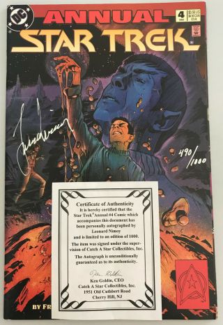 Leonard Nimoy Signed Star Trek Annual 4 Comic Book Dc Comics 490/1000