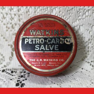 Vintage Watkins Petro - Carbo Salve Medical Advertising Tin,  Jr Watkins Co.