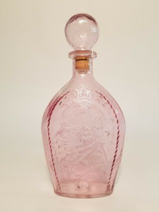 Vintage Mid - Century “courage” Decanter Bottle W/stopper In Pink Depression Glass